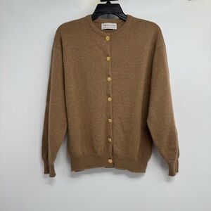William Lockie Cardigan 38" Brown Made In Scotland Medium Golden Tone Buttons